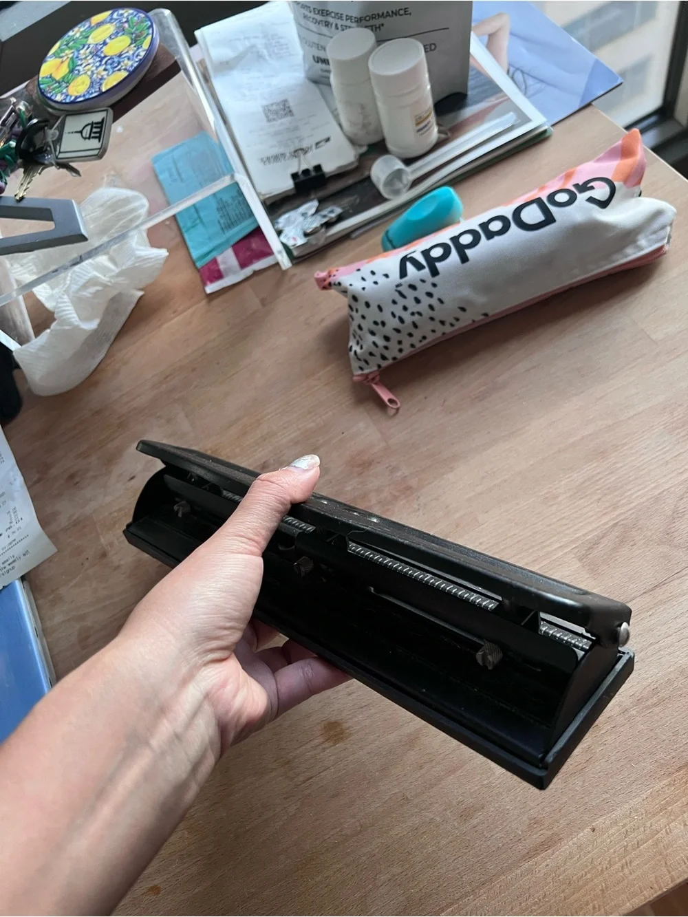 Staple Black Two-Hole Paper Punch - Heavy Duty Office Tool